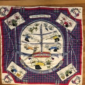 Vintage Hermes Paris silk scarf 'Les Voitures Nouvelles', Jacques Eudel